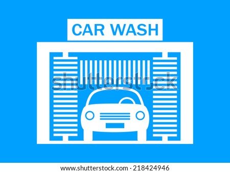 Car wash icon on blue background