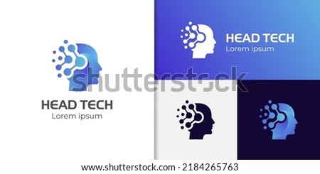 Human technology or human digital, head tech icon symbol, robot tech logo design