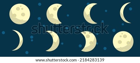 Flat lunar vector - moon cycle Royalty-Free Stock Photo #2184283139