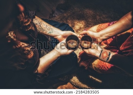 Cacao ceremony, heart opening medicine. Ceremony space Royalty-Free Stock Photo #2184283505