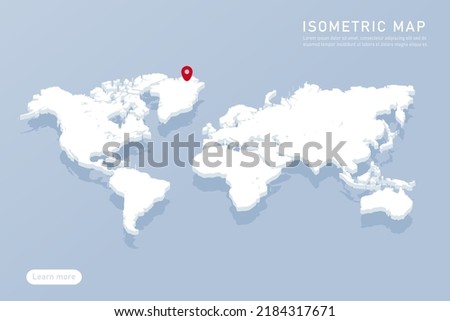 World map International vector template with isometric style including shadow, white and blue color isolated on blue background for design, infographic - Vector illustration eps 10