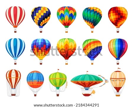 Set of colorful beautiful hot air balloons. Vector illustration