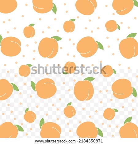 Random pattern of Apricot in dark color on white background with mini doodles(icons). Vector Illustration