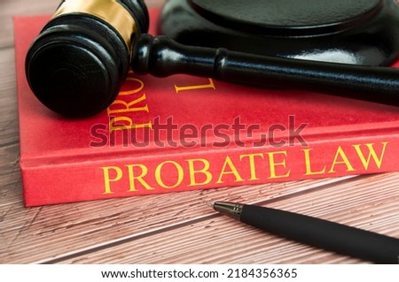 Judge gavel and Probate Law book on wooden desk. Law concept Royalty-Free Stock Photo #2184356365