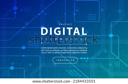 Digital technology banner blue green background concept with technology light effect, abstract tech, innovation future data, internet network, Ai big data, lines dots connection, illustration vector Royalty-Free Stock Photo #2184433501