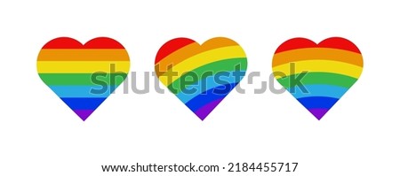 Rainbow heart set lgbt color symbol of homosexual love, Lgbt community sign ,isolated on white background. Vector illustration Royalty-Free Stock Photo #2184455717