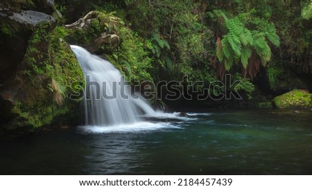 Cascada en la Region de la Araucania, Sur de Chile Royalty-Free Stock Photo #2184457439