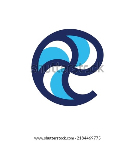 Letter E Wave Surf Logo Design