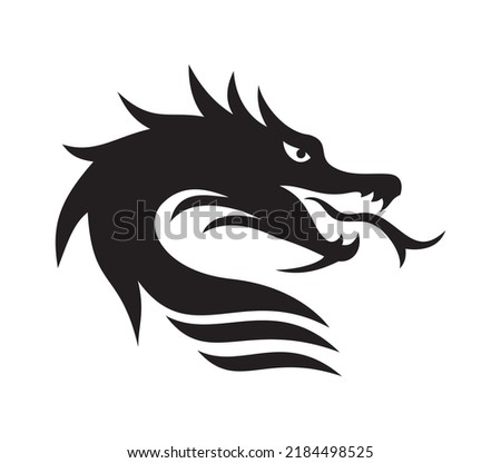 dragon icon vector. head of dragon silhouette