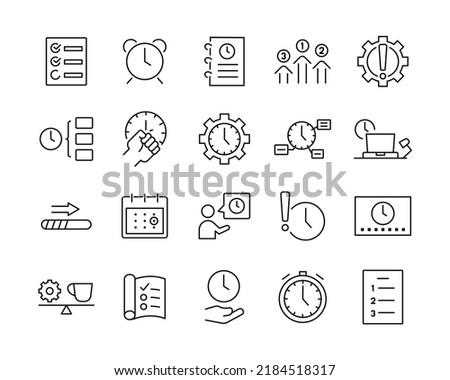 Time Management Icons - Vector Line. Editable Stroke.  Royalty-Free Stock Photo #2184518317