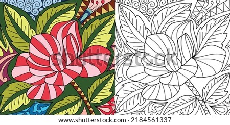 Decorative henna design coloring book page illustration for adults art drawing relaxing 
