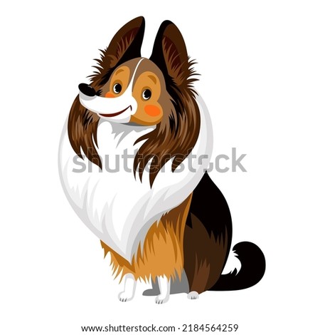 Shetland sheepdog vector funny cartoon dog, collie