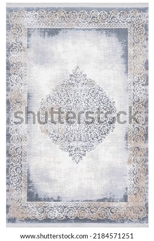 Photo of a classic patterned machine carpet on a white background Royalty-Free Stock Photo #2184571251