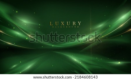 Luxury background with golden line decoration and curve light effect with bokeh elements. Royalty-Free Stock Photo #2184608143