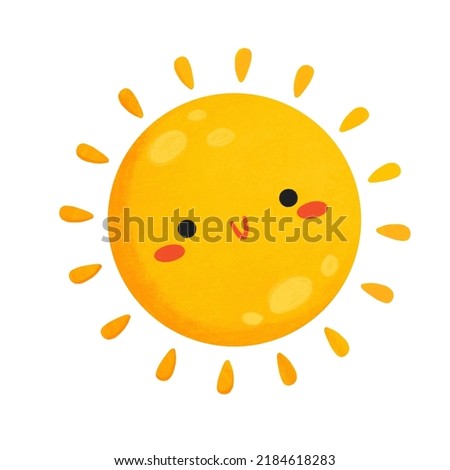 Cute sun clip art, summer clip art, kawaii sun, isolated on white background, suitable for prints, postcards, stickers, patterns, website elements