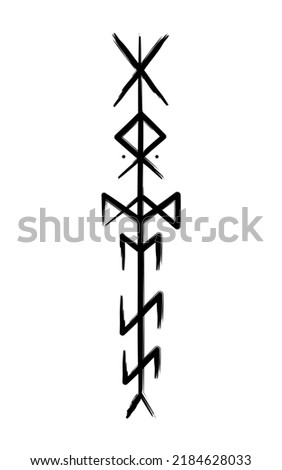 Hand drown full editable norse bindrune symbol with meaning of Goddess. Royalty-Free Stock Photo #2184628033