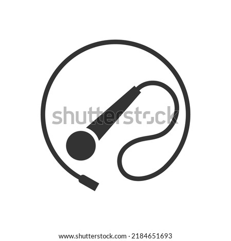 Microphone with cord. Simple icon. Flat vector illustration.
