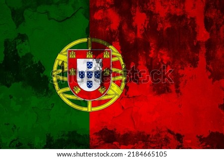 Portugal national flag. grunge texture background photo. National country flag painted on concrete wall