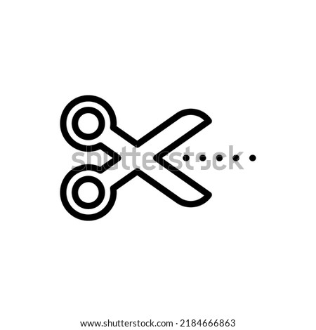 Scissors with cut line logo simple icon vector. Flat design.ai