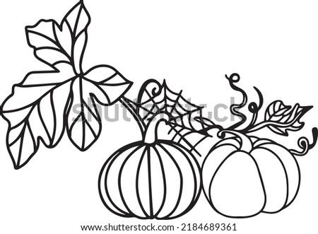 Pumpkins Vector, Clip Art, Black and White