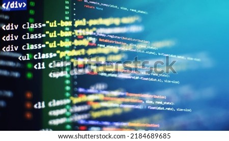 IT business. Python code computer screen. Mobile application design Concept.