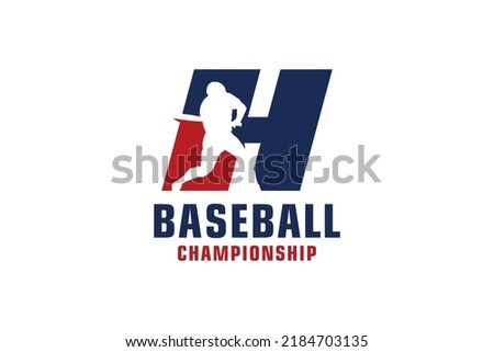 Letter H with Baseball Logo Design. Vector Design Template Elements for Sport Team or Corporate.