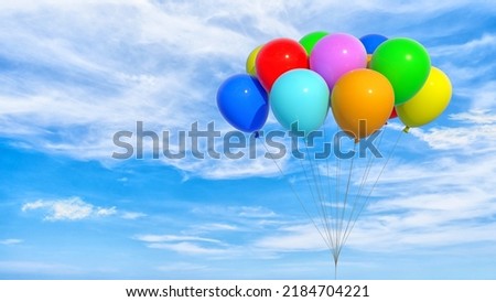 Colorful balloon on blue sky.