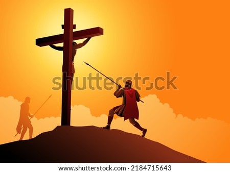 Biblical vector illustration series, Lance of Longinus, Longinus the Roman soldier stabbed Jessus in the side