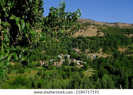 stone and concrete houses surrounded by greenery, villages of hizan, known as şen
