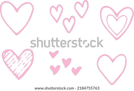 Vector illustration. Set of hearts. Freehand drawing.