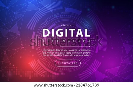 Digital technology banner blue pink background concept, technology light purple effect, abstract tech, innovation future data, internet network, Ai big data, lines dots connection, illustration vector Royalty-Free Stock Photo #2184761739