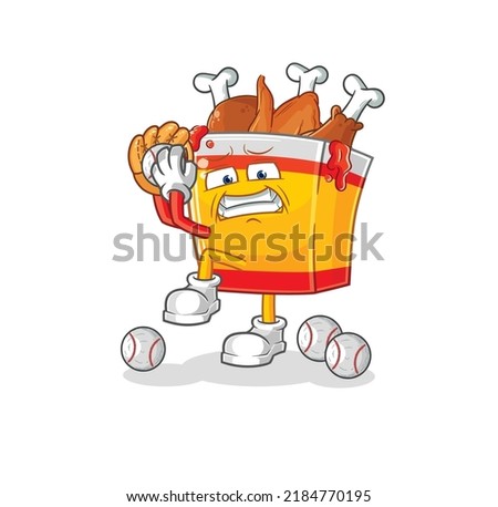 the fried chicken baseball pitcher cartoon. cartoon mascot vector