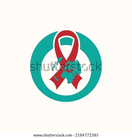 Abstract awareness day or month background. Number eight silhouette with red ribbon and sample text
