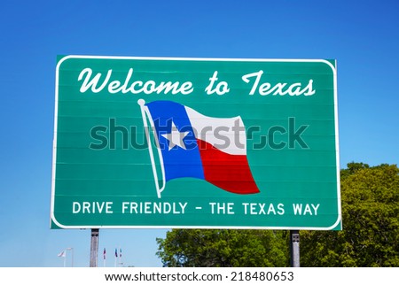 Welcome to Texas sign at the state border