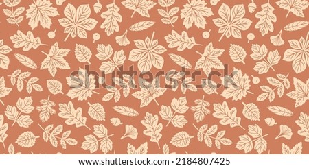Fall vector seamless pattern for season fabric, decoration, wallpaper and wrapping paper Royalty-Free Stock Photo #2184807425