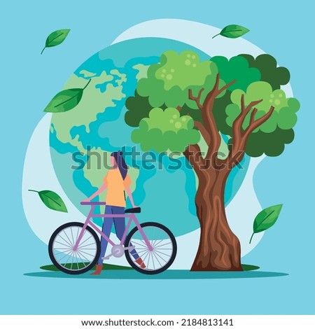 car free day poster with woman cyclist