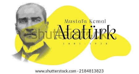 Abstract line art of Mustafa Kemal Atatürk (1881-1938) portrait.