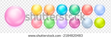 Balls vector set. Collection of abstract colorful droplets. Glossy spheres isolated on transparent background. Vector illustration EPS10 Royalty-Free Stock Photo #2184820483