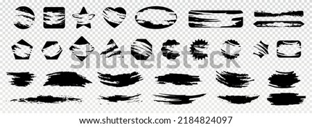 Scratch cards set. Collection of icons for gambling website on copy space. Black square, oval, star, heart, circle stickers. Realistic vector illustrations isolated on transparent background Royalty-Free Stock Photo #2184824097