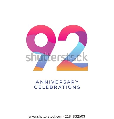 92 year anniversary design template. vector template illustration Royalty-Free Stock Photo #2184832503