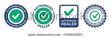 Authorized dealer label business icon sign vector illustration set. Royalty-Free Stock Photo #2184838895