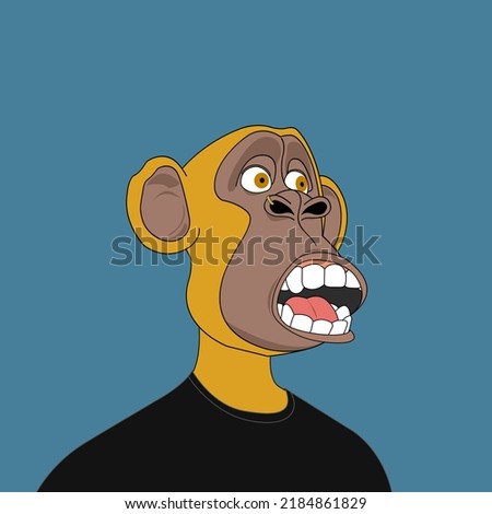 Illustration of funny ape expression. Monkey with shock and funny face