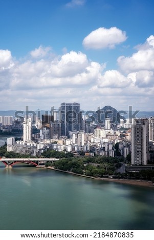 Aerial photography China Liuzhou modern city architecture landsc