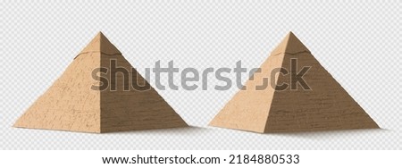 Egyptian pyramids isolated on transparent background. Famous African landmark, ancient architecture buildings in Giza. Egyptian pharaoh tomb in Cairo, travel destination. Realistic 3d vector clip art Royalty-Free Stock Photo #2184880533