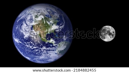 Earth and Moon System view from space. Elements of this picture furnished by NASA