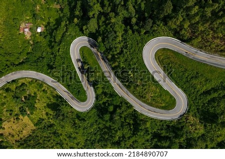 aerial view of a famous curved road in Nan province - northern Thailand