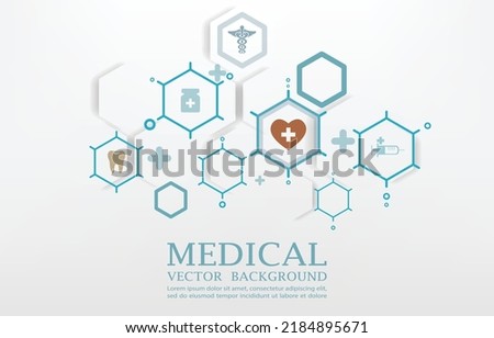 Geometric hexagon shape.medical white background.futuristic hexagons