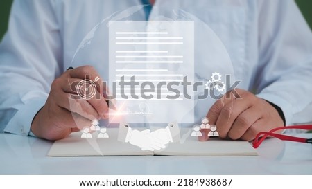 Businessman is signing.Online business contract Electronic signature Partnership agreement. Bank loan, home investment signing business contract concept.