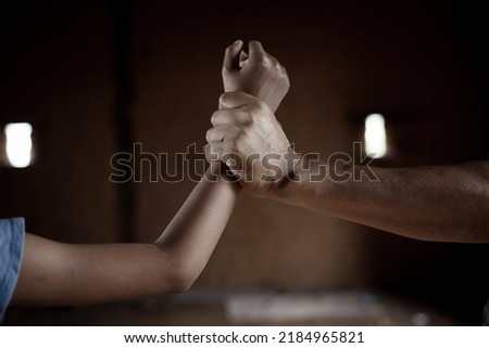 trafficking concept, child was a victim of human trafficking, human rights violations, missing kidnapped Royalty-Free Stock Photo #2184965821