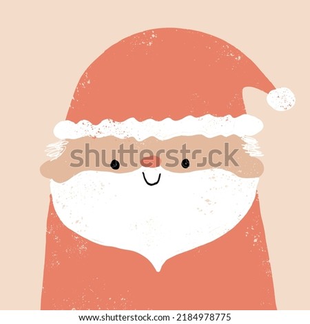 Cute Winter Holidays Vector Illustration with Little Santa Claus Wearing Red Hat and White Fluffy Beard. Funny Nursery Art ideal for Christamas Card, Wall Art, Poster, Kids' Room Decoration. No text. Royalty-Free Stock Photo #2184978775